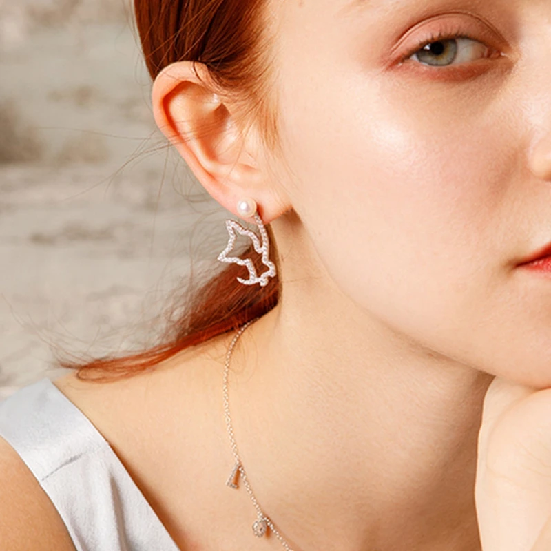 Cat Earrings Cat Play Ball Natural Pearl Micro-inlaid Zircon Asymmetric 925 Sterling Silver HM022
Cat Earrings Cat Play Ball Natural Pearl Micro-inlaid Zircon Asymmetric 925 Sterling Silver HM022