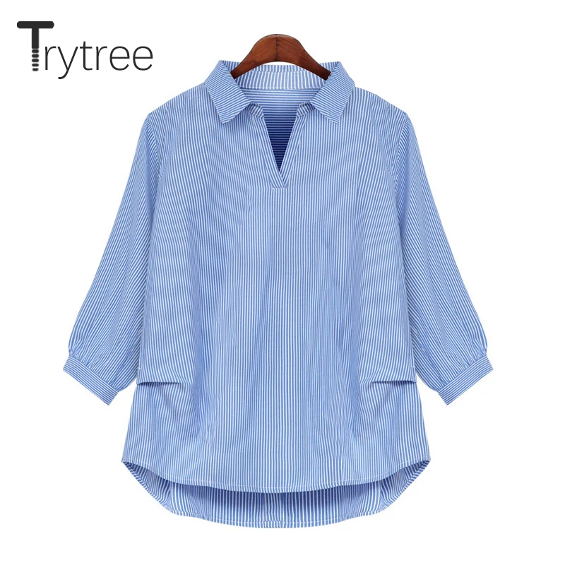 Trytree 2020 Spring Autumn Casual Blouse Women Striped Trun-down Collar Women's Shirts Three Quarter Office Lady Tops for Women
Trytree 2020 Spring Autumn Casual Blouse Women Striped Trun-down Collar Women's Shirts Three Quarter Office Lady Tops for Women