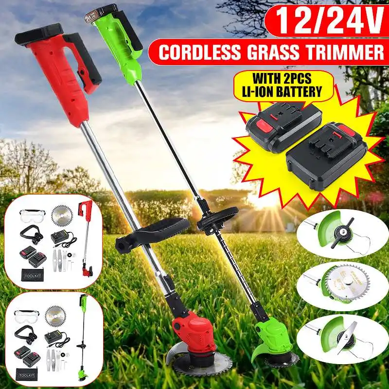 800W 12V 24V Electric Lawn Mower 2000mAh Li-ion Cordless Grass Trimmer Weeds Cutter Pruning Garden Power Tools With 2 Battery
800W 12V 24V Electric Lawn Mower 2000mAh Li-ion Cordless Grass Trimmer Weeds Cutter Pruning Garden Power Tools With 2 Battery