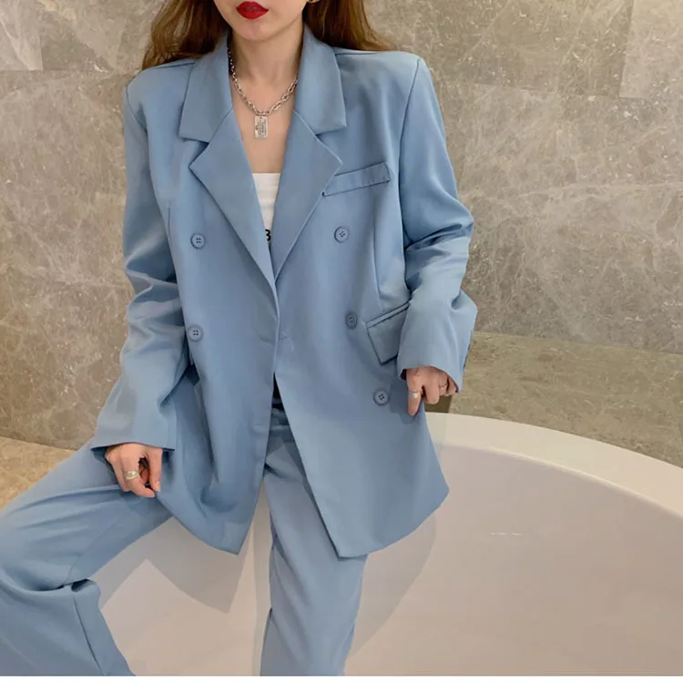 Pink Light Blue Single Breasted Notch Lapel Office Lady Women's Suit Costumes For Work Slim Casual Plus Size Jacket Blazer Pants 
Pink Light Blue Single Breasted Notch Lapel Office Lady Women's Suit Costumes For Work Slim Casual Plus Size Jacket Blazer Pants