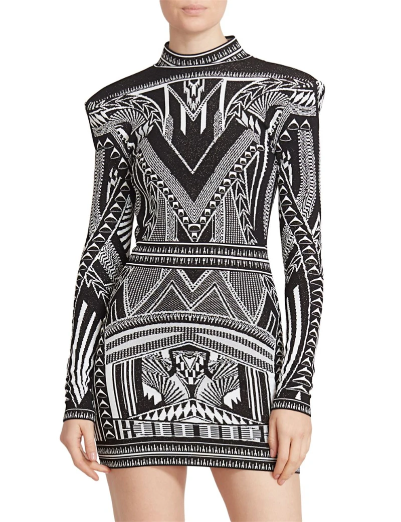 High Quality Rayon Bandage Dress Jacquard Long Sleeve Round Neck Backless Bodycon Women Dress Evening Party Dress 
High Quality Rayon Bandage Dress Jacquard Long Sleeve Round Neck Backless Bodycon Women Dress Evening Party Dress