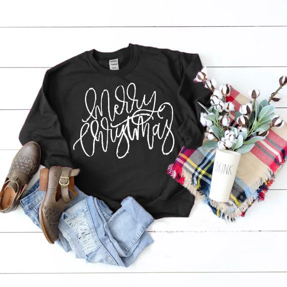 Merry Christmas Black Letter Cotton Christmas Pullover O Neck Women Sweatshirt Long Sleeve Fashion Shirts Kawaii Female Clothing
Merry Christmas Black Letter Cotton Christmas Pullover O Neck Women Sweatshirt Long Sleeve Fashion Shirts Kawaii Female Clothing
