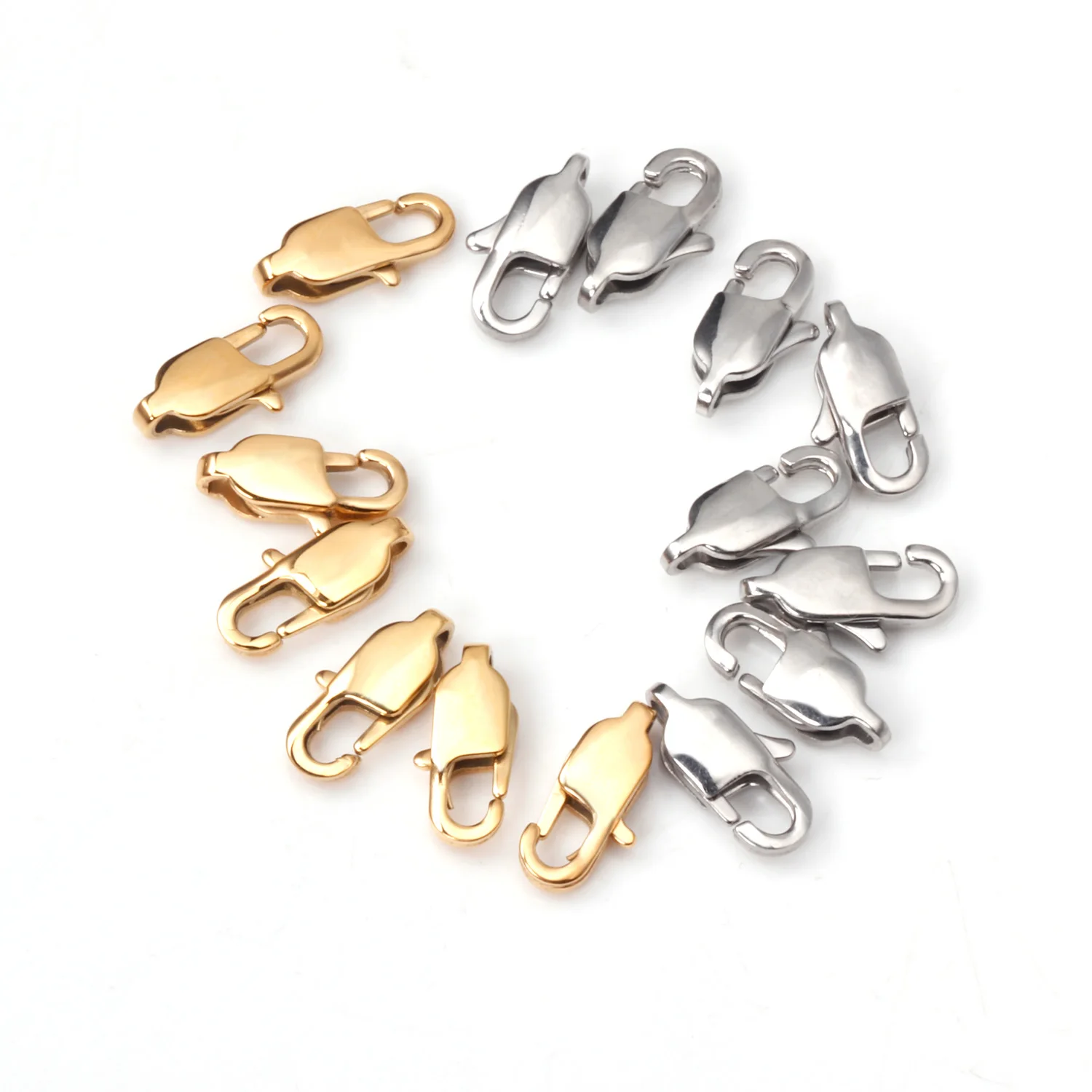 50/pcs Gold/Silver Color Stainless Steel Lobster Clasp for Necklace Bracelet Findings Connector DIY Jewelry Making Supplies
50/pcs Gold/Silver Color Stainless Steel Lobster Clasp for Necklace Bracelet Findings Connector DIY Jewelry Making Supplies