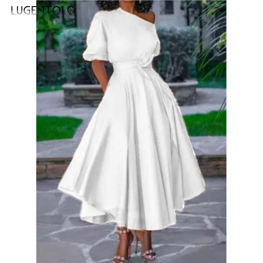 Lugentolo Women Dress Elegant Summer Solid Dresses Women's Single-shouldered Lacing Slim with Waistband Lady Long Dress
Lugentolo Women Dress Elegant Summer Solid Dresses Women's Single-shouldered Lacing Slim with Waistband Lady Long Dress