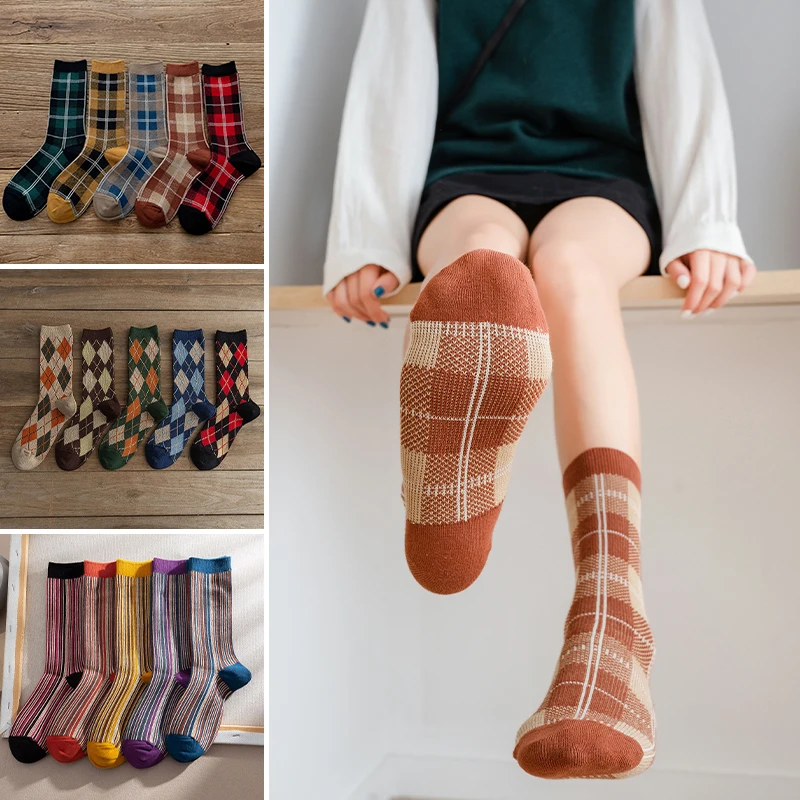 New Knitting Plaid Striped Sockings Cotton Yellow Harajuku Ladies British Style Happy Art Fashion Funny Kawaii Girls Women Socks
New Knitting Plaid Striped Sockings Cotton Yellow Harajuku Ladies British Style Happy Art Fashion Funny Kawaii Girls Women Socks