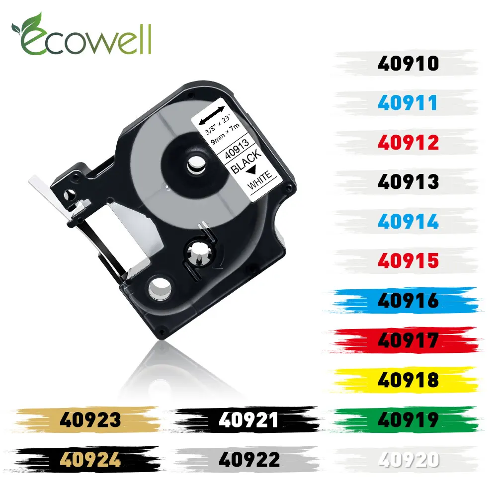 Ecowell 1 шт. совместим с Dymo D1 40910 40913 40918 9 мм лента для принтера 40916 LabelManager 160 280 210D