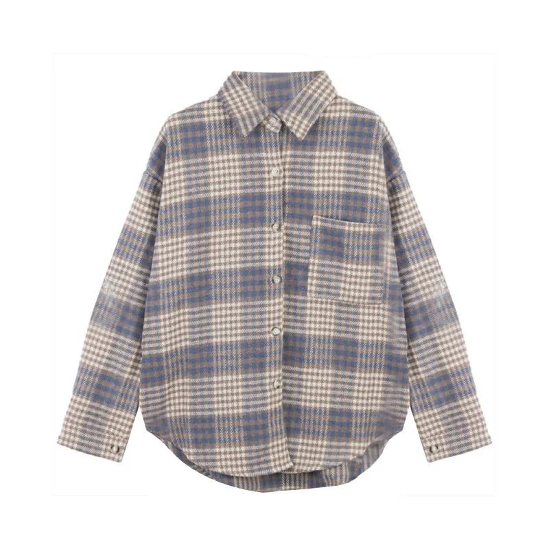 Women Plaid Shirt Vintage One Pocket Oversized Jacket Coat Women 2020 Fashion Turn Down Collar Long Sleeve Loose Outerwear Tops 
Women Plaid Shirt Vintage One Pocket Oversized Jacket Coat Women 2020 Fashion Turn Down Collar Long Sleeve Loose Outerwear Tops
