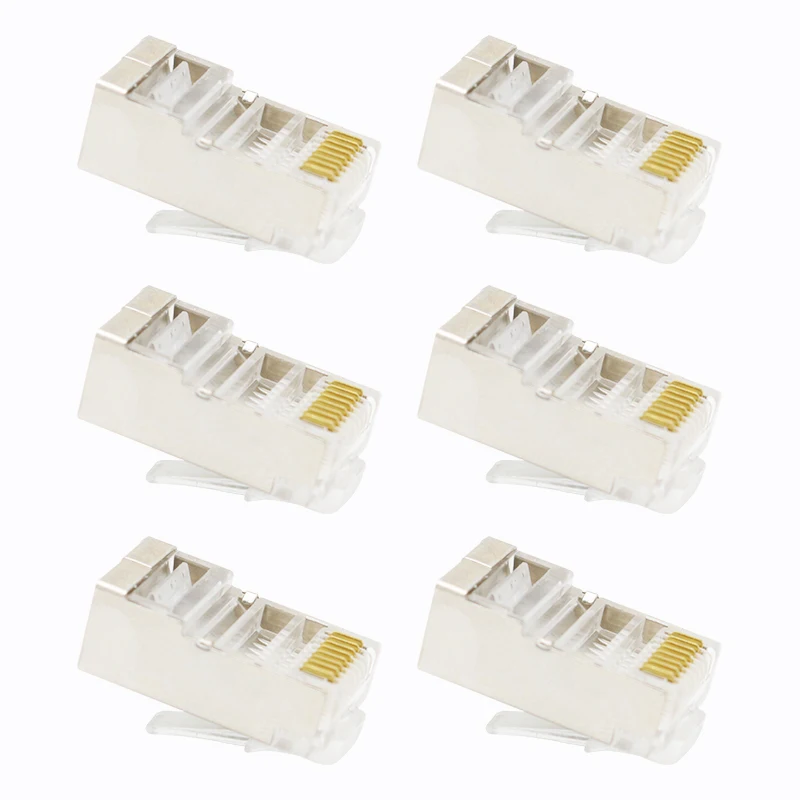 

100PCS/LOT Metal Shield RJ45 RJ-45 8P8C Network CAT5 CAT5E Modular Plug Connector Cable Adapter Connector Head