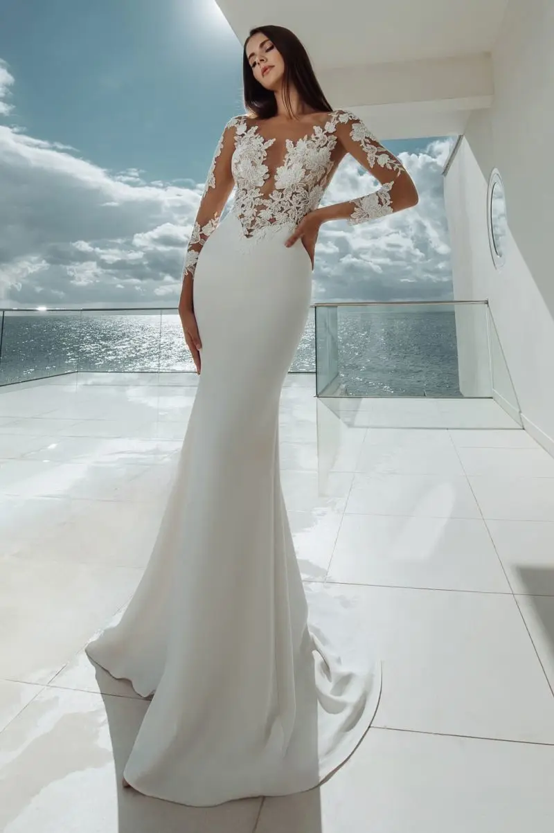 Sexy Sheer Boho Satin Wedding Dresses Beach Long Sleeve Bohemian Bridal Wedding Dress Bride Mermaid Wedding Gowns 2020
Sexy Sheer Boho Satin Wedding Dresses Beach Long Sleeve Bohemian Bridal Wedding Dress Bride Mermaid Wedding Gowns 2020