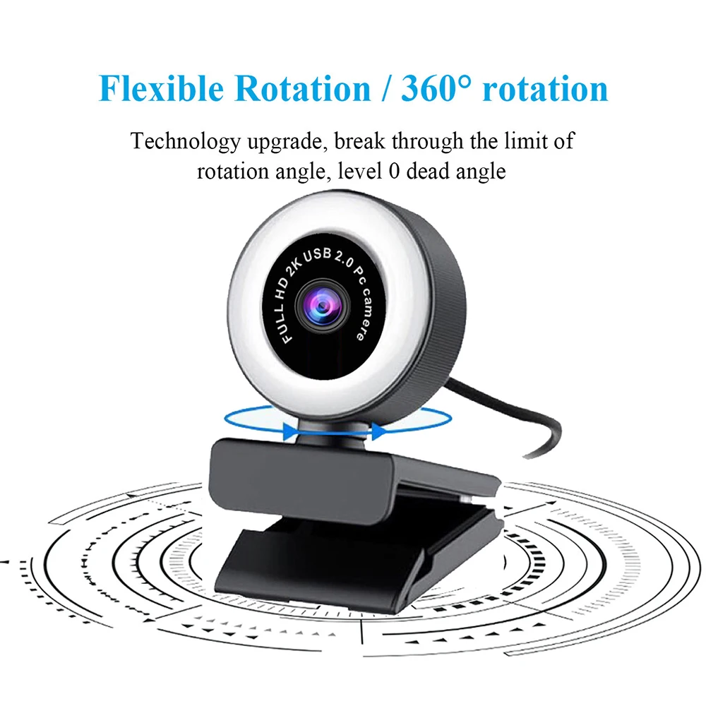 Mini Webcam Full HD 1080P 2K USB Computer Camera Auto Focus HD Fill Light Cam with Microphone LED Ring Light For Meeting Office 
Mini Webcam Full HD 1080P 2K USB Computer Camera Auto Focus HD Fill Light Cam with Microphone LED Ring Light For Meeting Office