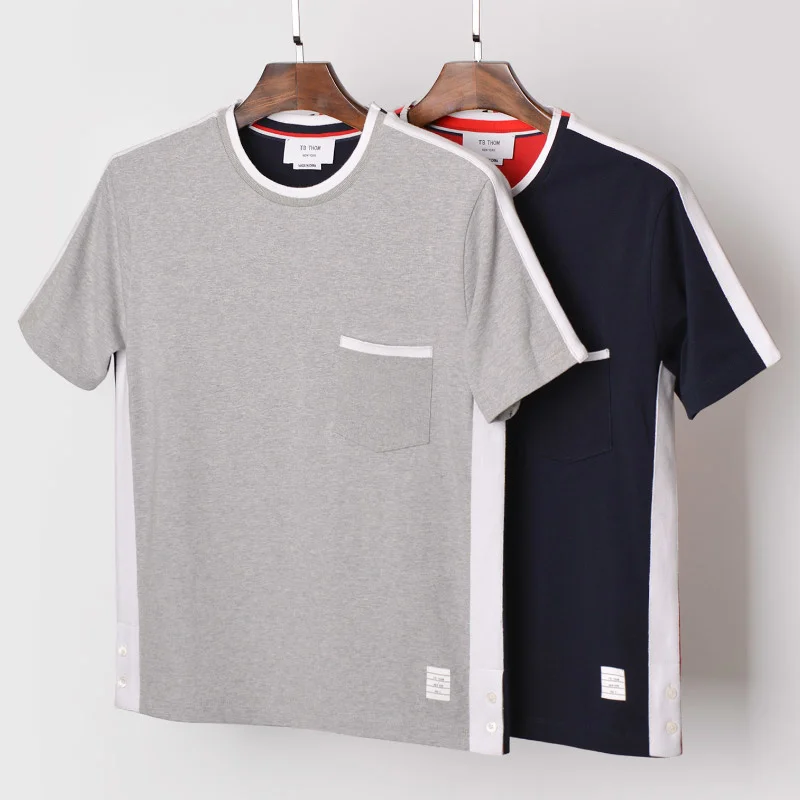 2021 Fashion TB THOM Brand T- Shirts Men Casual Slim Cotton shirts Summer Short Sleeve Patchwork Panelled Personality Clothing
2021 Fashion TB THOM Brand T- Shirts Men Casual Slim Cotton shirts Summer Short Sleeve Patchwork Panelled Personality Clothing
