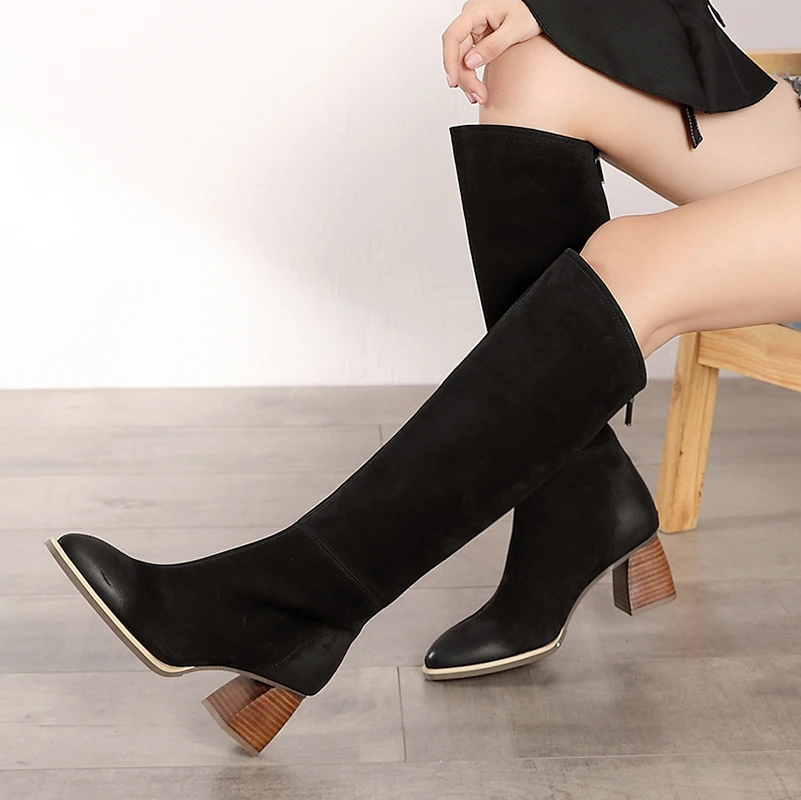 

Ботинки vallu женские на высоком каблуке, кожа, бархат, высокие сапоги, Осень-зима 2020