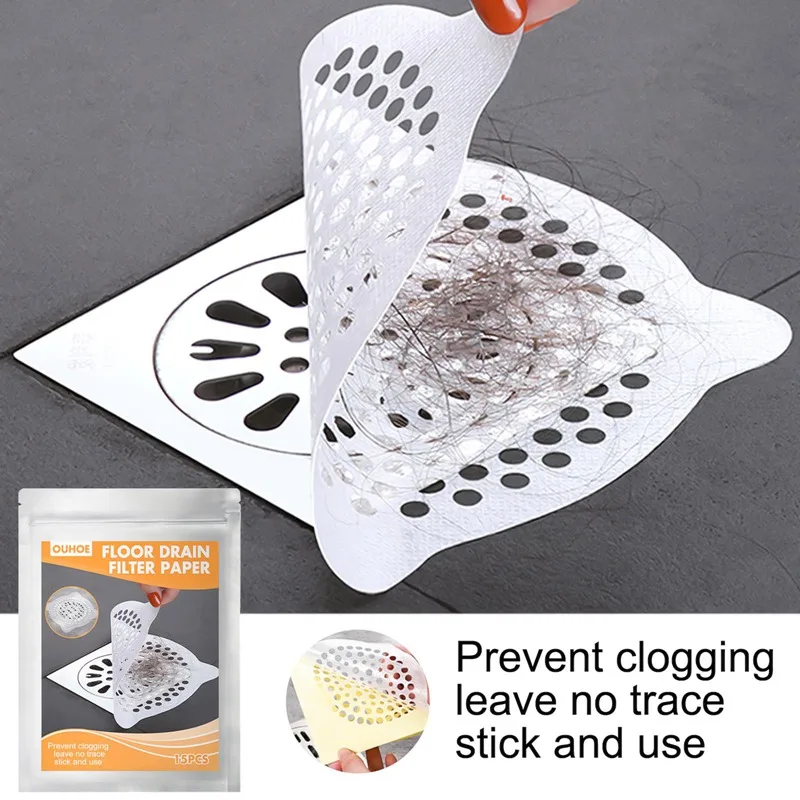 15Pcs/pack Disposable Floor Drain Stickes Hair Strainer Stopper Filter Sticker Sewer Outfall Sink Drain Anti-Blocking Strainer
15Pcs/pack Disposable Floor Drain Stickes Hair Strainer Stopper Filter Sticker Sewer Outfall Sink Drain Anti-Blocking Strainer