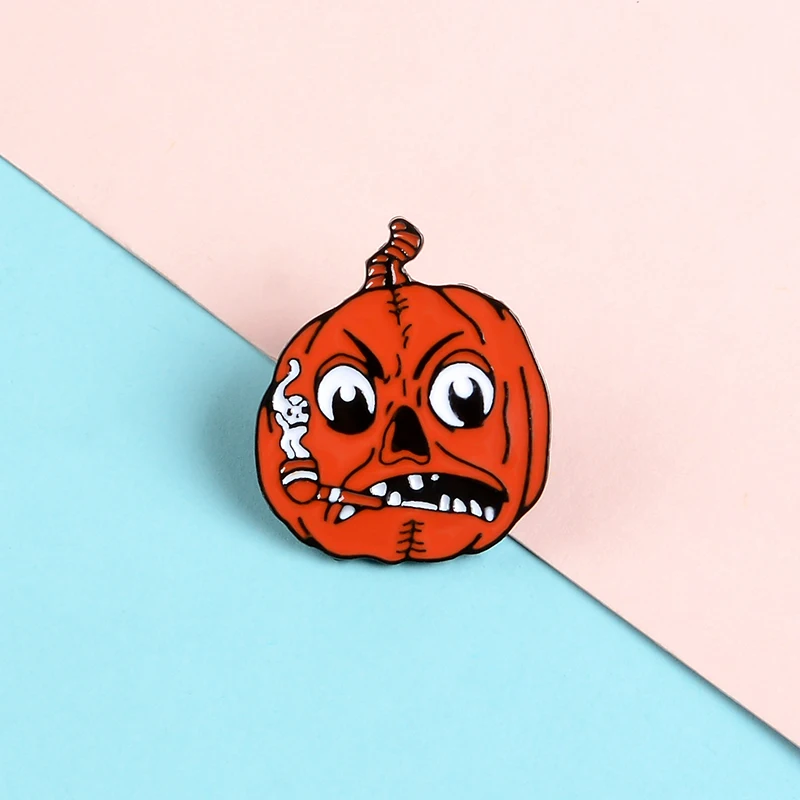 Angry Страшные Тыквы нагрудные значки с логотипом дым призрак броши для Хэллоуина