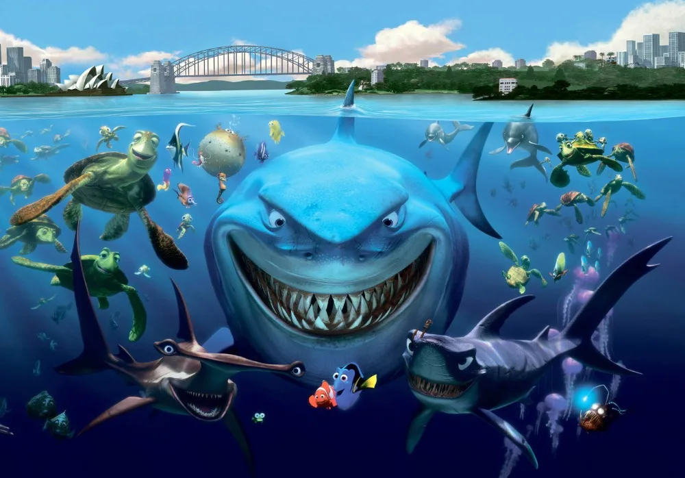 Футболки с рисунком из мультфильма В поисках Немо Брюс Акула Ocean гигантский шелк