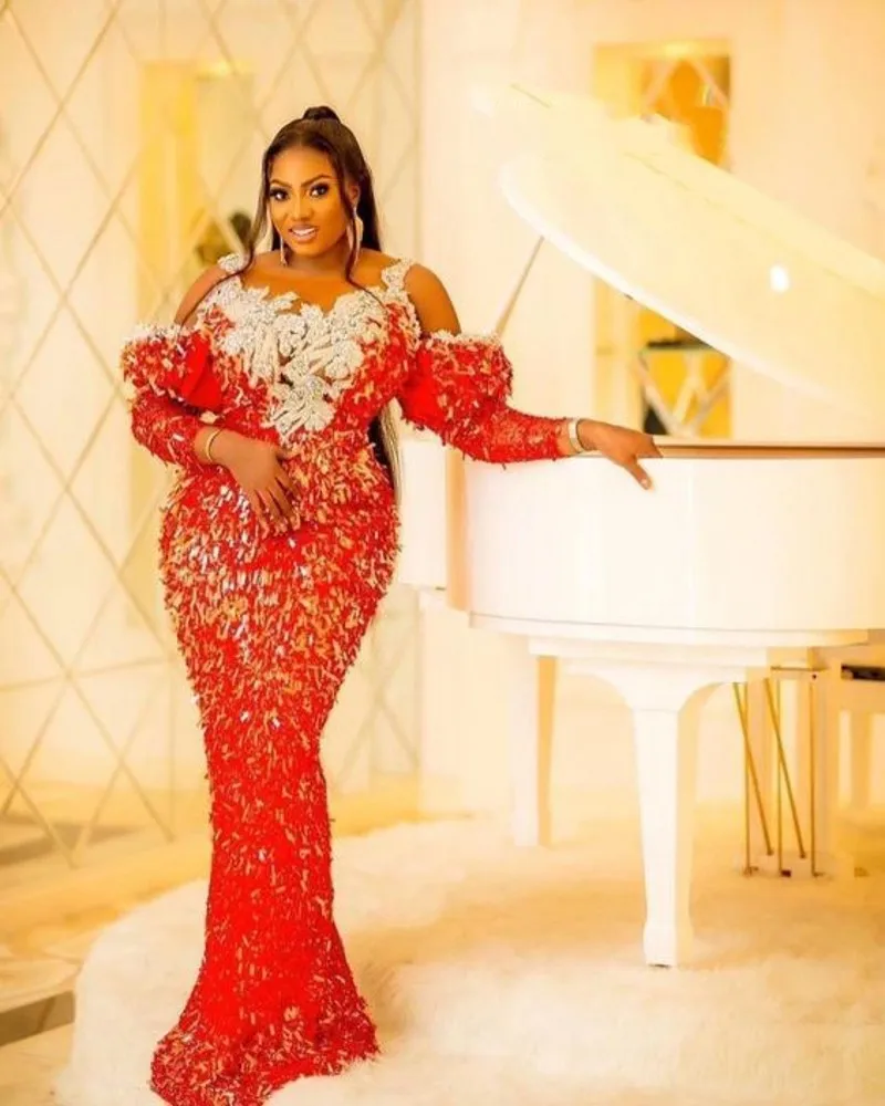 Sparkle Plus Size Evening Dresses Long Sleeves Sequined Aso Ebi Prom Gowns Afrian Applique Beaded Women Wedding Guest Dress
Sparkle Plus Size Evening Dresses Long Sleeves Sequined Aso Ebi Prom Gowns Afrian Applique Beaded Women Wedding Guest Dress