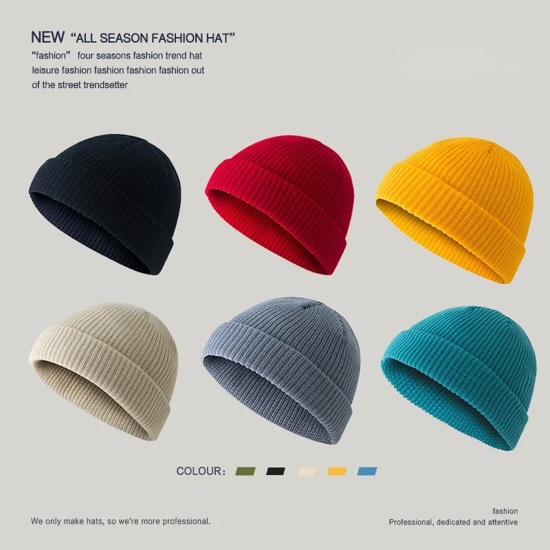 

Korean Autumn Winter Knitted Hats for Women Men Retro Dome Warm Skullcap Brimless Baggy Melon Cap Fisherman Beanie Bonnet 2021