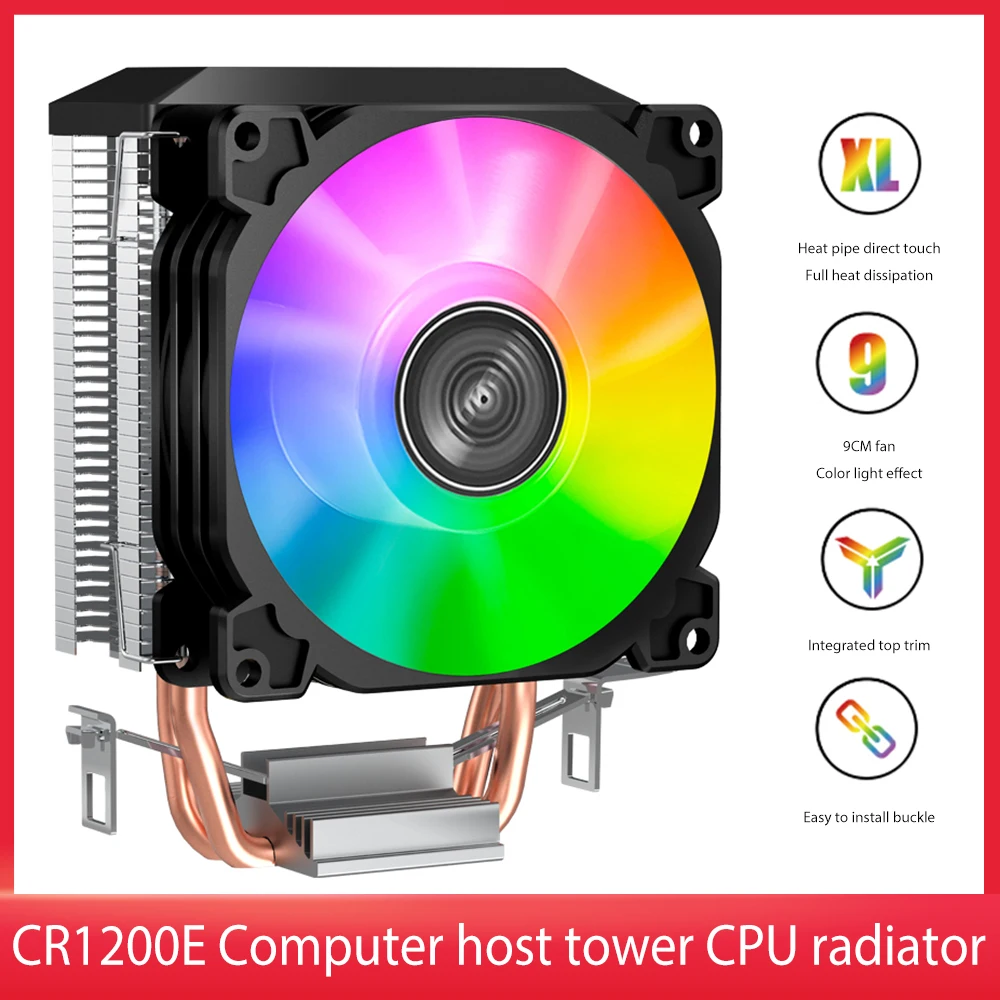 CR1200E Cooling Fan 2 X 6MM Heat Pipe LED CPU Cooler Radiator Heatsink For LGA 1200/775/1150/1151/1155/1156/AM/FM
CR1200E Cooling Fan 2 X 6MM Heat Pipe LED CPU Cooler Radiator Heatsink For LGA 1200/775/1150/1151/1155/1156/AM/FM