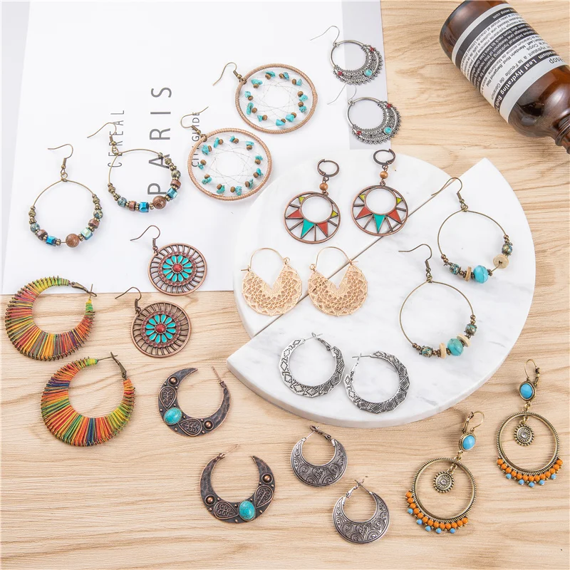 Vintage Boho Ethnic Dangle Bow Round Drop Earrings for Women Female Fashion 2019 Jewelry Hanging Wedding Earrings for Brides
Vintage Boho Ethnic Dangle Bow Round Drop Earrings for Women Female Fashion 2019 Jewelry Hanging Wedding Earrings for Brides