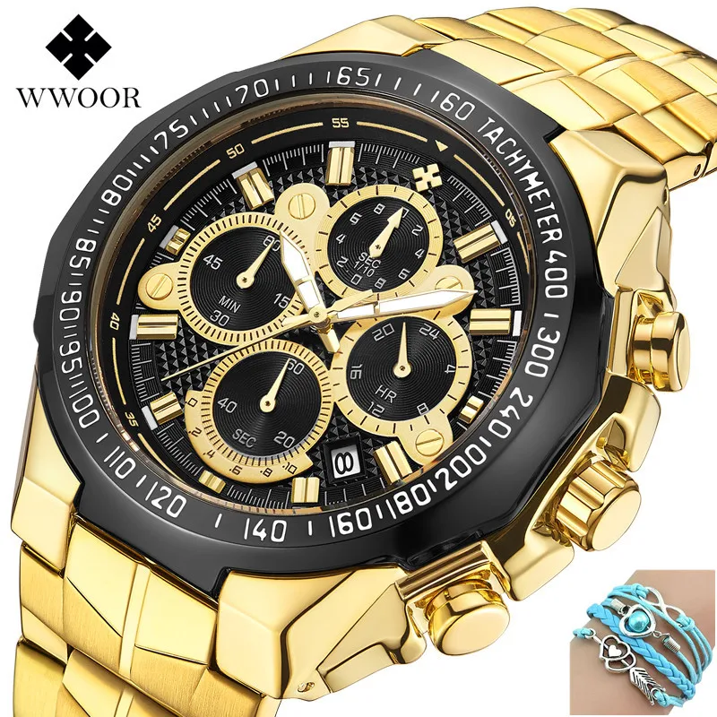 2019 Top Brand Luxury WWOOR Quartz Wristwatches Men Golden Chronograph Watch Gold Big Dial Male Wristwatch Men Relogio Masculino
2019 Top Brand Luxury WWOOR Quartz Wristwatches Men Golden Chronograph Watch Gold Big Dial Male Wristwatch Men Relogio Masculino