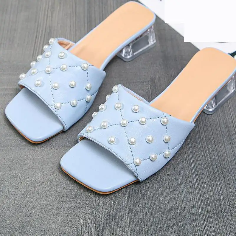 Summer Pearls High Heels Slippers Women 2022 Fashion Leather Square Toe Sandals Slides Size 45 Ytmtloy Indoor Zapatillas Mujer 
Summer Pearls High Heels Slippers Women 2022 Fashion Leather Square Toe Sandals Slides Size 45 Ytmtloy Indoor Zapatillas Mujer