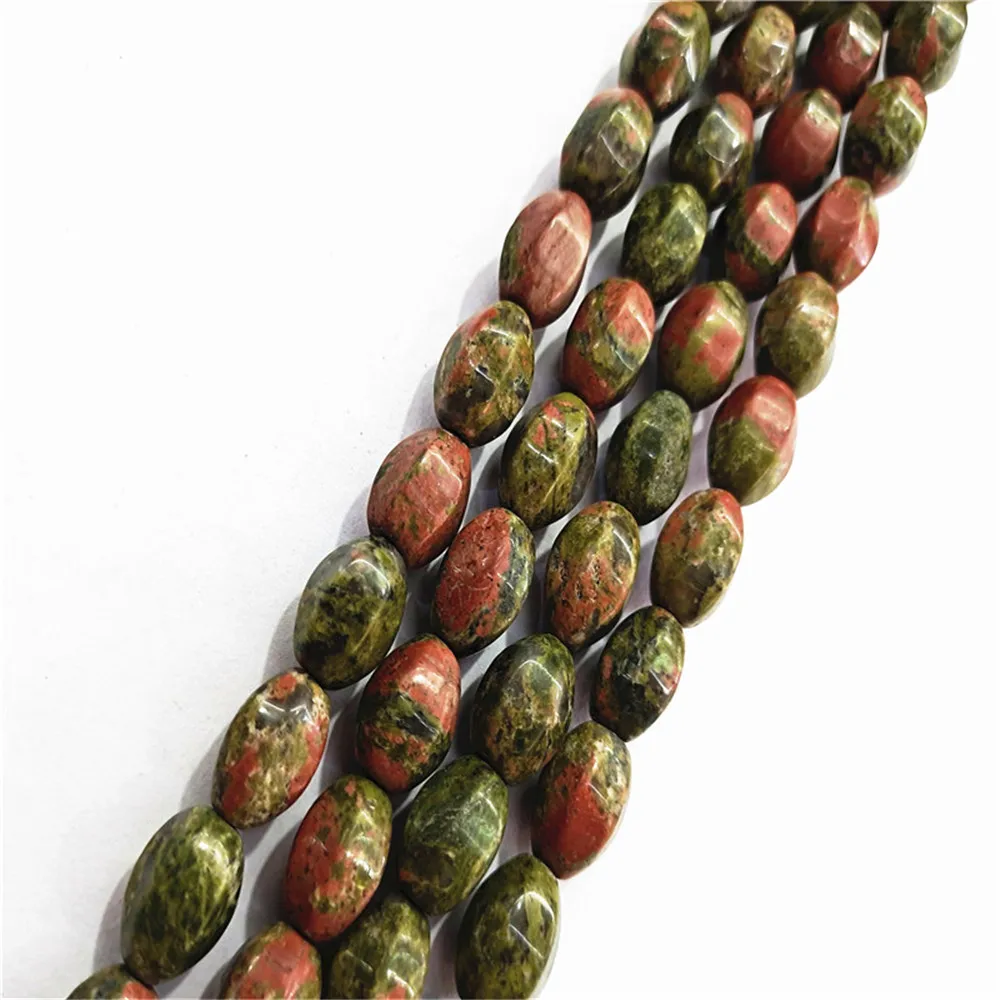 

1 Strand/28pcs 14x10mm Wholesale Natural Unakite Jasper Hexagon Facet Loose Rice Beads DIY Jewelry Accessories 15.5inch S500