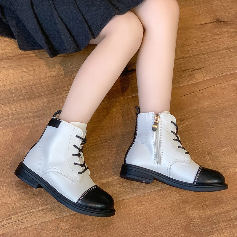 

Children Winter Korean Style Leather Shoes 2021 New Autumn Kids Martin Boots Girls Boys Ankle Boots Fashion Low Heels Boots Hot
