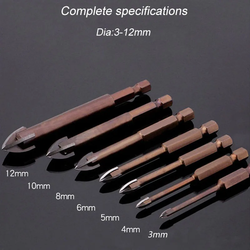 3-12MM Tungsten Carbide Glass Drill Bit Set Alloy Carbide Point With 4 Cutting Edges Tile And Glass Cross Spear Head Drill
3-12MM Tungsten Carbide Glass Drill Bit Set Alloy Carbide Point With 4 Cutting Edges Tile And Glass Cross Spear Head Drill