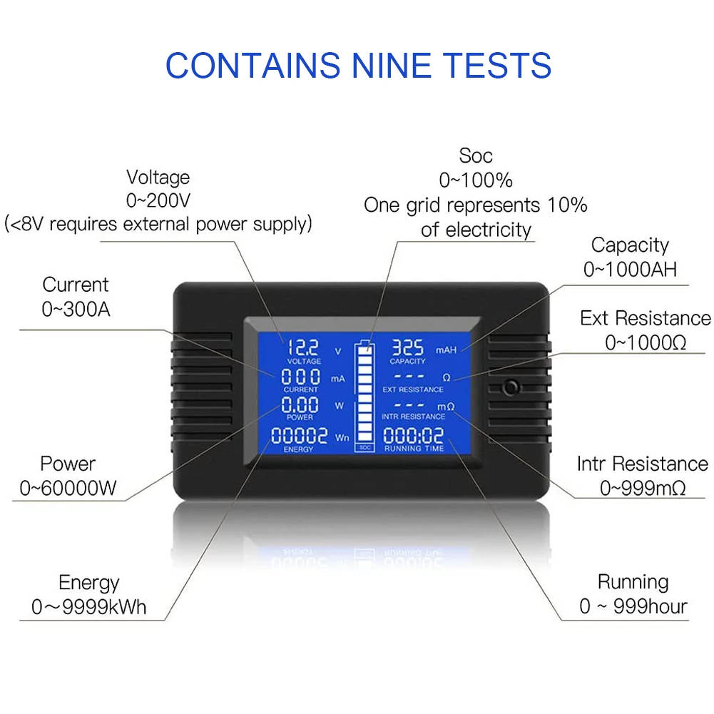 Multimeter Multifunction Battery Meter LCD Digital 300A Voltage Power Meter Multimeter Ammeter Voltmeter for Cars Solar
Multimeter Multifunction Battery Meter LCD Digital 300A Voltage Power Meter Multimeter Ammeter Voltmeter for Cars Solar