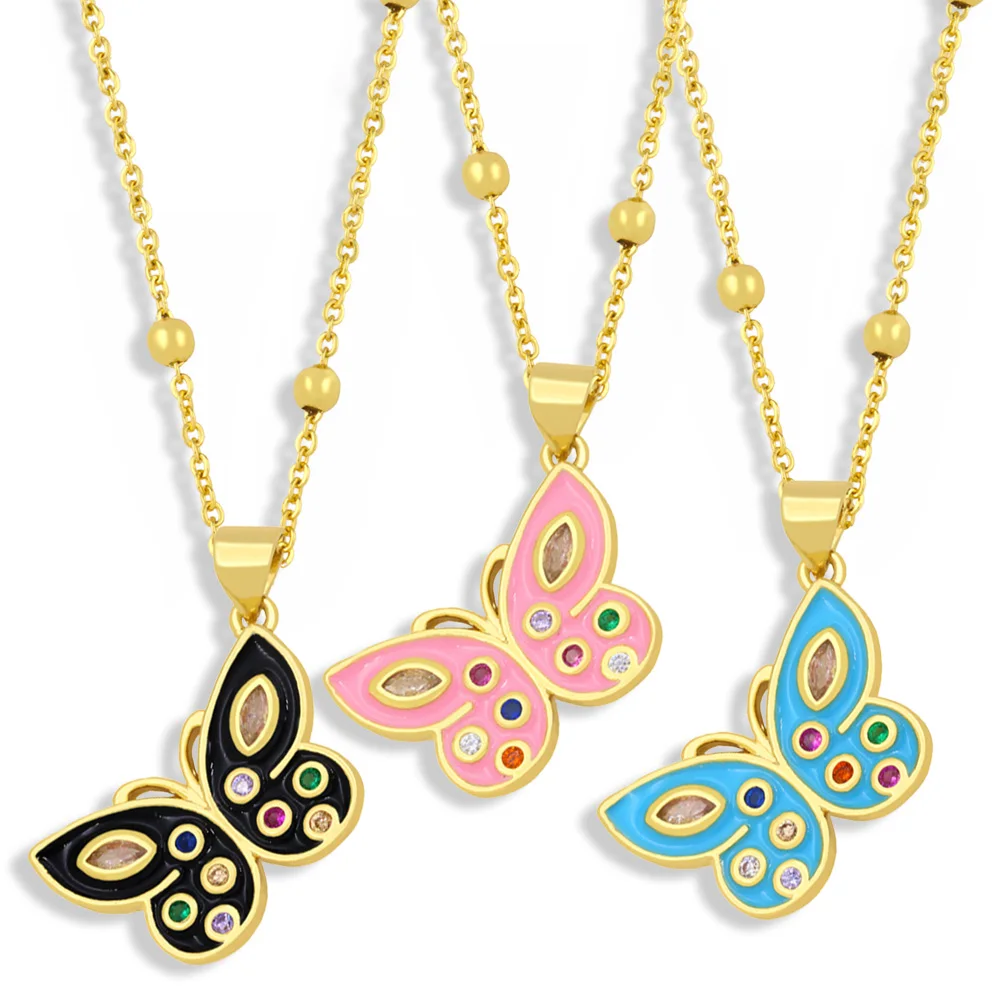 Fashion Enamel Black Butterfly Rosary Necklaces Inlaid CZ Stone Pendant Necklace Women Rainbow Jewelry Friendship Gifts nkez47
Fashion Enamel Black Butterfly Rosary Necklaces Inlaid CZ Stone Pendant Necklace Women Rainbow Jewelry Friendship Gifts nkez47