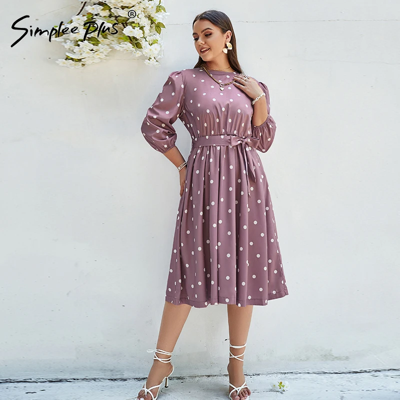 Simplee Plus Elegant dots dress plus size women Long sleeve O-neck belt dress 4XL women Fashion solid oversize dress big size
Simplee Plus Elegant dots dress plus size women Long sleeve O-neck belt dress 4XL women Fashion solid oversize dress big size
