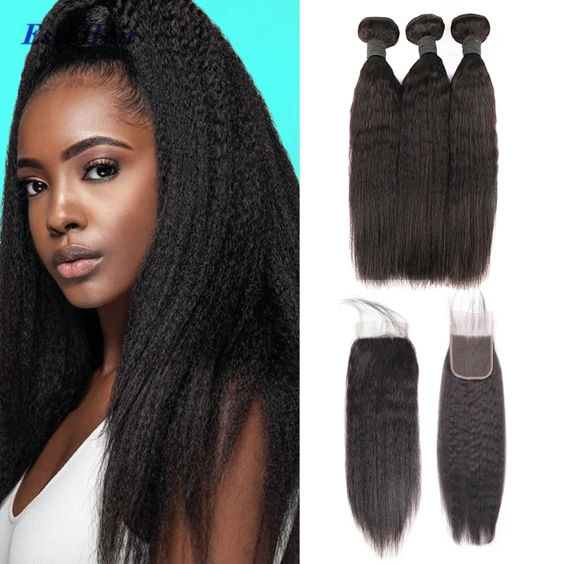 3+1 Kinky Straight Hair Weave Bundles Bliss Emerald 100% Virgin Brazilian Human Hair Bundles with Closure 3 Bundles With Closure
3+1 Kinky Straight Hair Weave Bundles Bliss Emerald 100% Virgin Brazilian Human Hair Bundles with Closure 3 Bundles With Closure