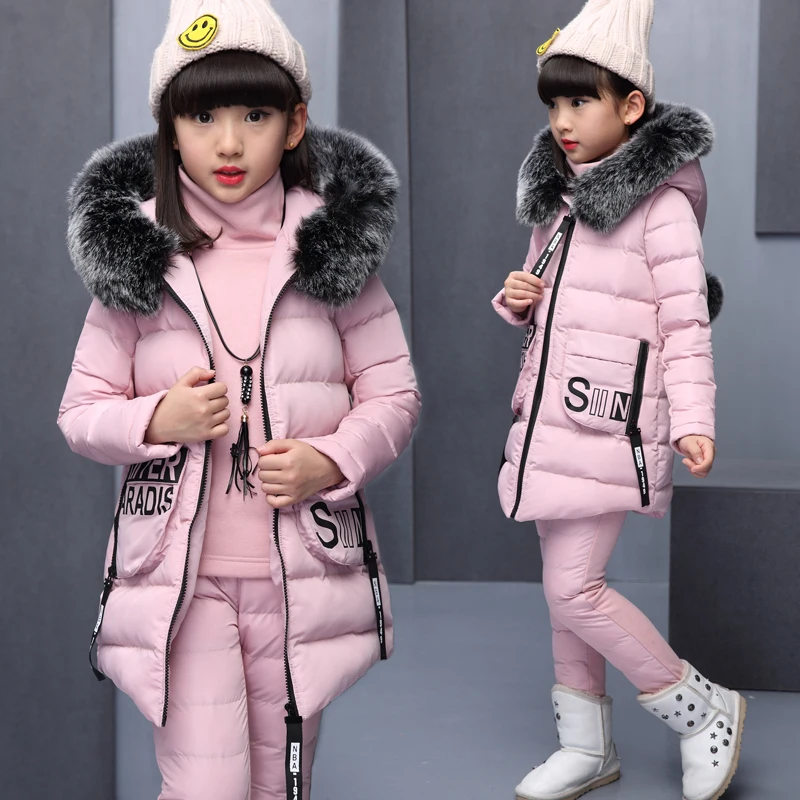 Зимний комплект из 3 предметов для девочек куртка одежда русской зимы теплый
