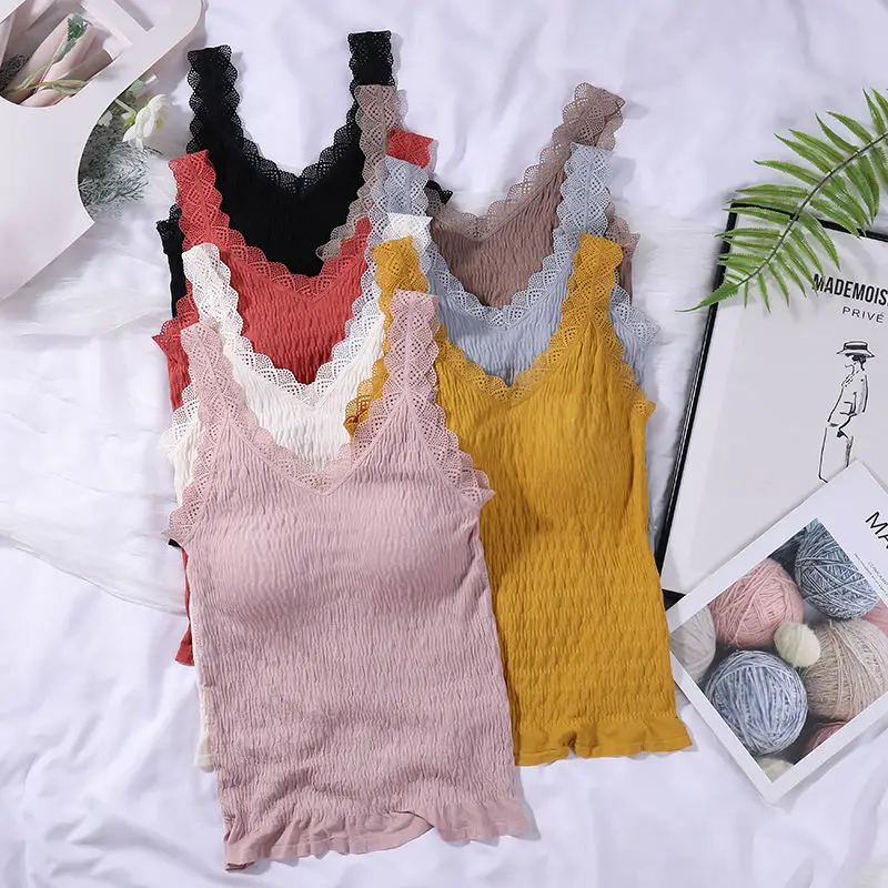 Women 2021 Autumn New Fashion Lace Bottoming Vest Tops Female Solid Color Vest Tops Ladies Slim V-neck Sleeveless Tops D884
Women 2021 Autumn New Fashion Lace Bottoming Vest Tops Female Solid Color Vest Tops Ladies Slim V-neck Sleeveless Tops D884