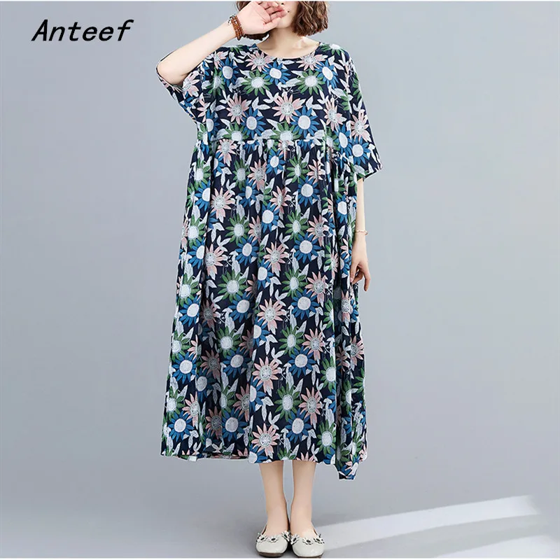 short sleeve oversize cotton vintage floral dresses for women casual loose long woman summer beach dress elegant clothes 2022
short sleeve oversize cotton vintage floral dresses for women casual loose long woman summer beach dress elegant clothes 2022