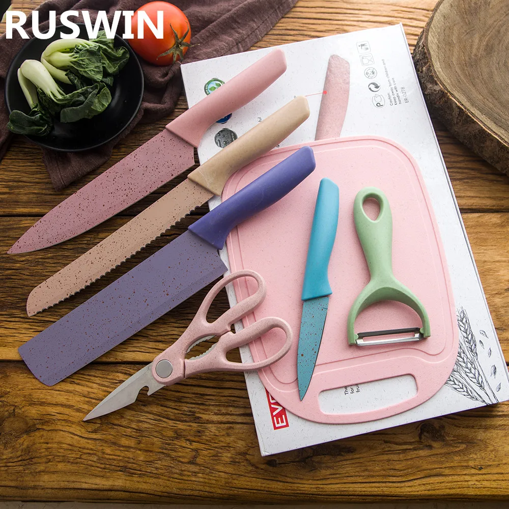 Stainless Steel Kitchen Knives 7 Piece Set Sharp Colorful Blade ABS+TPR Handle Knife Meat Fish Fruit Chopping Block Accessories
Stainless Steel Kitchen Knives 7 Piece Set Sharp Colorful Blade ABS+TPR Handle Knife Meat Fish Fruit Chopping Block Accessories