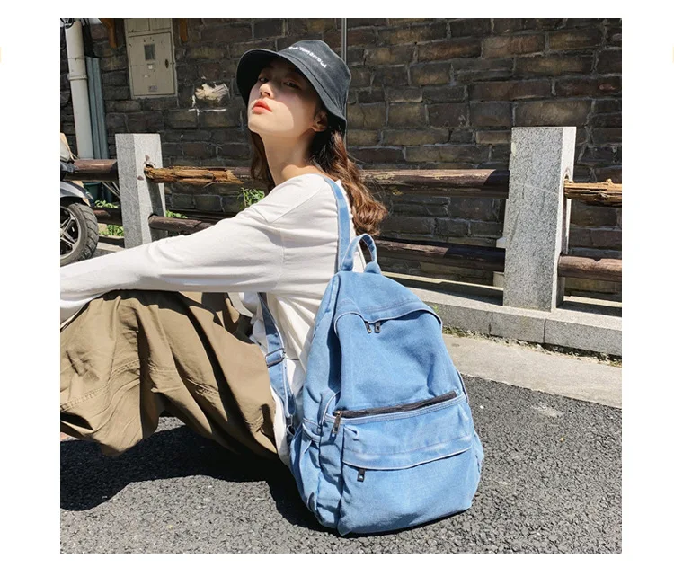 2020 Denim backpack Women Canvas Pure Color Backpacks Denim Lady Wild Large Capacity Shoulder Bag School Bags travel bags
2020 Denim backpack Women Canvas Pure Color Backpacks Denim Lady Wild Large Capacity Shoulder Bag School Bags travel bags