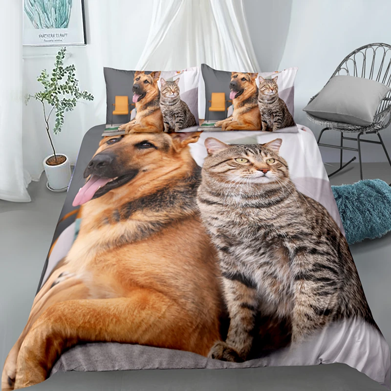 Friendly Shepherd With Cat Bedding Sets Trendy Puppy Pug Pet Comforter Duvet Cover Set Single King Queen Size Animal Bedclothes
Friendly Shepherd With Cat Bedding Sets Trendy Puppy Pug Pet Comforter Duvet Cover Set Single King Queen Size Animal Bedclothes