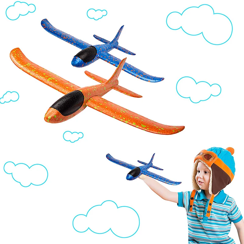 

2Pcs Airplanes Toys Manual Throwing Fun Challenging Outdoor Sports Toy Model Foam Airplane Blue And Orange Color Airplanes