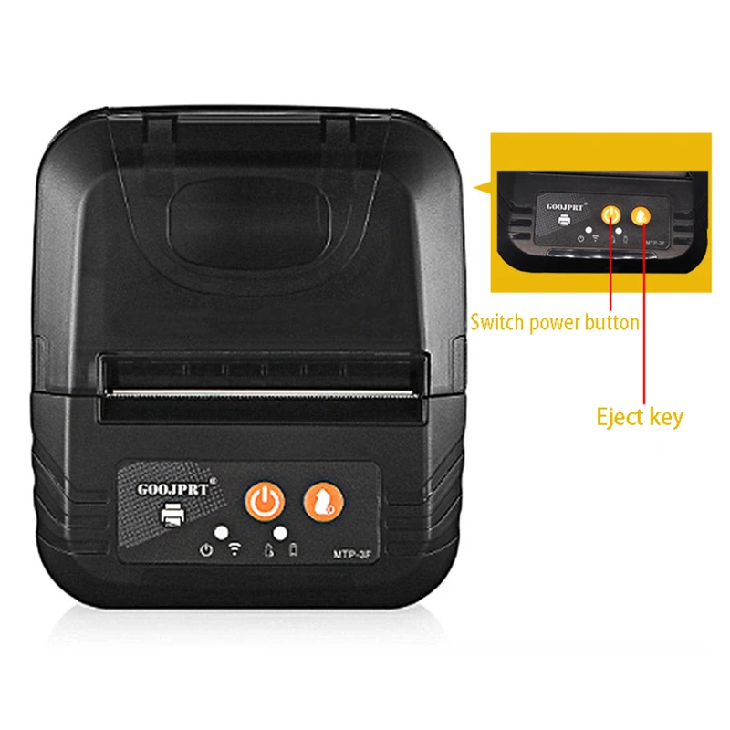 GOOJPRT MTP-3F Printer, 80mm Portable Bluetooth Wireless Mini Thermal Printer, Supports Windows/ Ios/Android(US Plug)