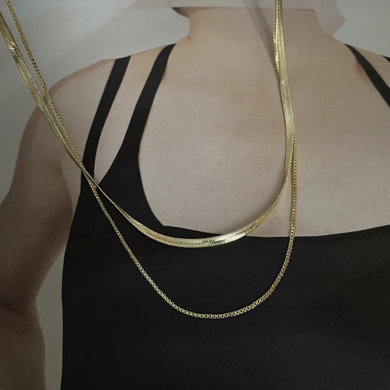 Clavicle Necklace Hip Hop Double Gold Color Snake Chain Necklaces for Women Jewlery Wholesale Accessories Collares Para Mujer
Clavicle Necklace Hip Hop Double Gold Color Snake Chain Necklaces for Women Jewlery Wholesale Accessories Collares Para Mujer