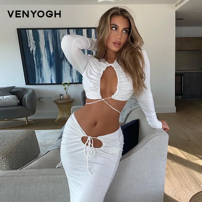 Venyogh White Dress Women's Autumn New 2021 Solid Color Hollow out Strap Midriff Outfit Long Sleeve Casual Suit Skirt for Women
Venyogh White Dress Women's Autumn New 2021 Solid Color Hollow out Strap Midriff Outfit Long Sleeve Casual Suit Skirt for Women