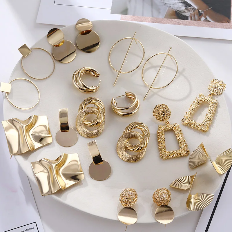 Fashion Vintage Earrings For Women Big Geometric Statement Gold Metal Drop Earrings 2020 Trendy Earings Jewelry Accessories 
Fashion Vintage Earrings For Women Big Geometric Statement Gold Metal Drop Earrings 2020 Trendy Earings Jewelry Accessories