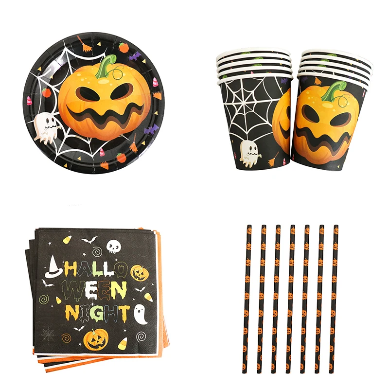 65Pcs Halloween Themed Decorations Pumpkin Disposable Paper Plates Cups Napkins Kids Halloween Party Supplies Birthday Tableware
65Pcs Halloween Themed Decorations Pumpkin Disposable Paper Plates Cups Napkins Kids Halloween Party Supplies Birthday Tableware