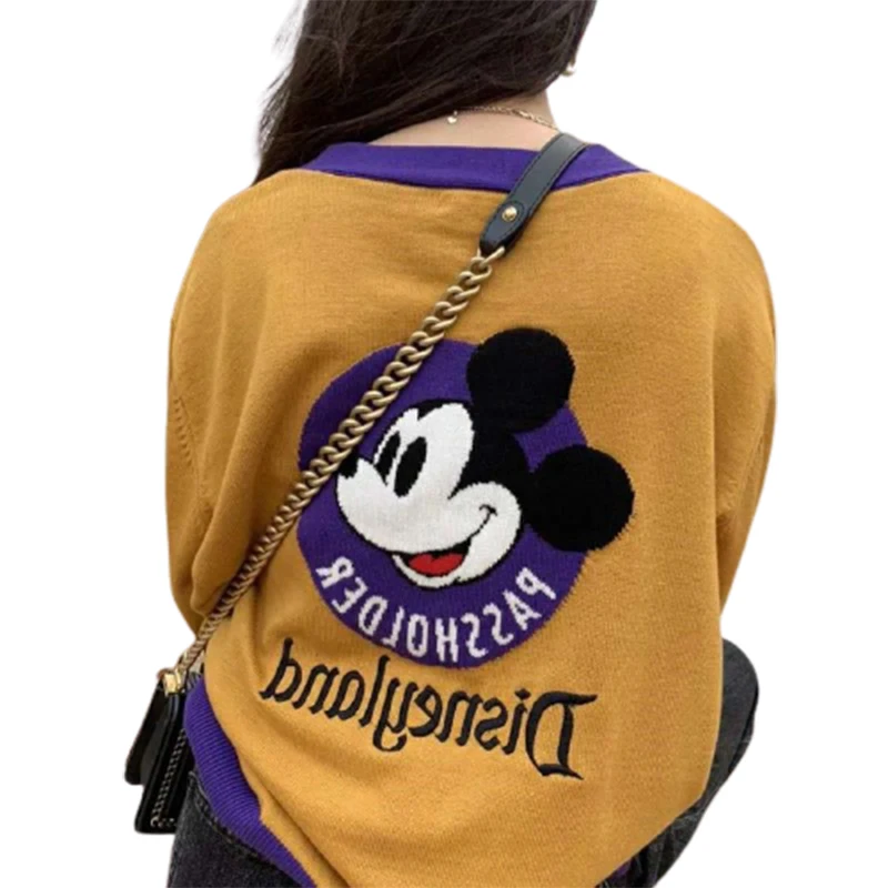 Женский кардиган Disney в Корейском стиле с Микки Маусом универсальный V-образным