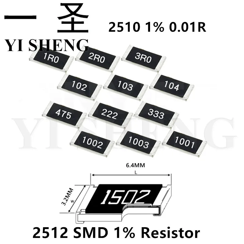 50PCS 2512 SMD Resistor 1% 1W 0.01R 0.01 ohm 10mR R010 
50PCS 2512 SMD Resistor 1% 1W 0.01R 0.01 ohm 10mR R010