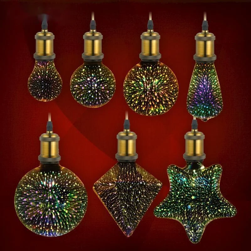 LED bulb, 3D fireworks, Edison retro night light, e27110v, 220V, A60, st64, g80, g95, g125 lighting
LED bulb, 3D fireworks, Edison retro night light, e27110v, 220V, A60, st64, g80, g95, g125 lighting