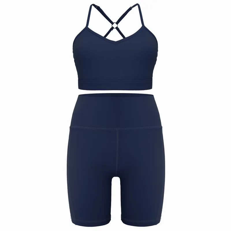 Women's wear yoga wear running sports solid color fitness wear gym exercise tight clothes bra shorts suit 
Women's wear yoga wear running sports solid color fitness wear gym exercise tight clothes bra shorts suit