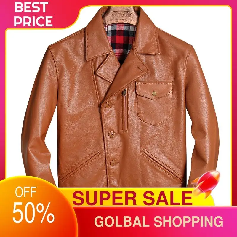 2021 Brown Japan Casual Style Genuine Leather Jacket Men Large Size 4XL Real Natural Cowhide Autumn Single Breasted Slim Coat
2021 Brown Japan Casual Style Genuine Leather Jacket Men Large Size 4XL Real Natural Cowhide Autumn Single Breasted Slim Coat