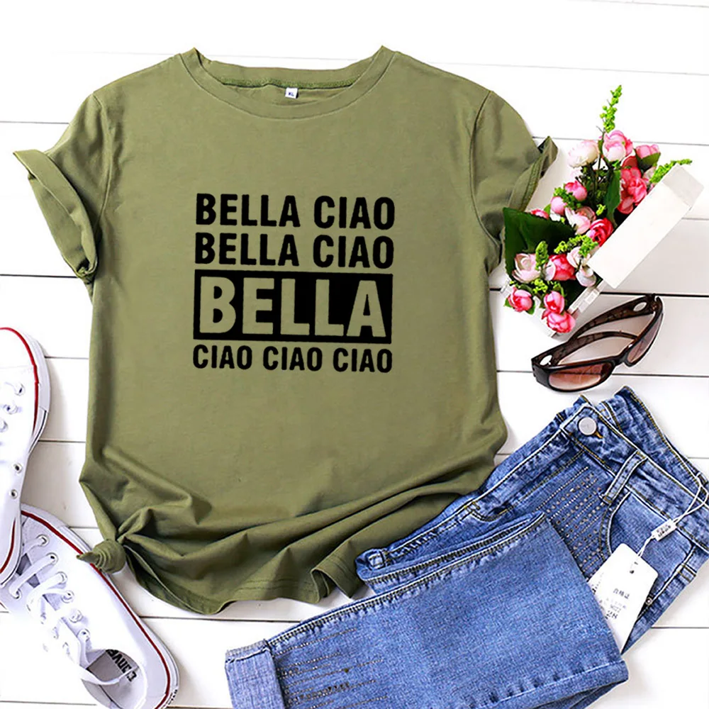 Bella Ciao Funny T Shirt Women Short Sleeve Cotton Tshirts Women O-neck Loose Tee Shirt Femme Black White Camisetas Mujer Top
Bella Ciao Funny T Shirt Women Short Sleeve Cotton Tshirts Women O-neck Loose Tee Shirt Femme Black White Camisetas Mujer Top